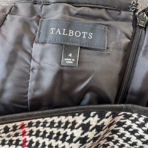 Talbots Vintage Houndstooth Plaid Wool Blend Pencil Skirt Office Holiday Size 4 - Picture 4 of 5